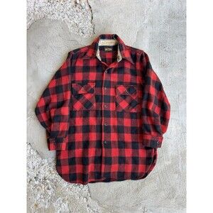 Vtg 1930s 40s Big Yank Buffalo Plaid Wool flannel Button Up Hunting Shirt sz M